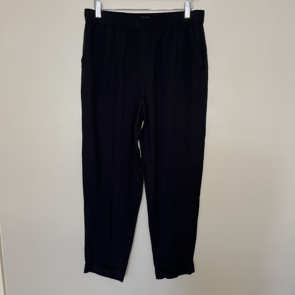 NWT Madewell Black Cuffed Track Trousers Pants Size Small Pull On Pockets - Picture 2 of 9